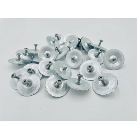 F�rmonterad tr�skruv och bricka f�r papptak torx 1000 st/25 mm