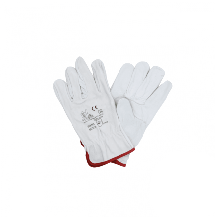 Arbetshandskar med kant vit l�der Strl 10
